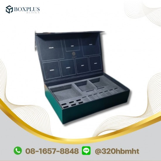 โรงงานผลิตกล่องใส่เครื่องประดับพรีเมี่ยม - รับทำกล่องไม้หุ้มหนัง